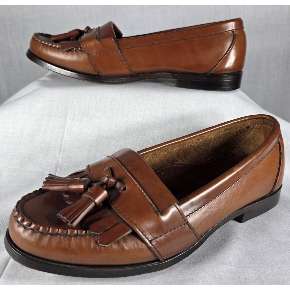 Cole Haan Men's 7 Brown Leather Tassel Kiltie Loafers Made in USA - Picture 10 of 11